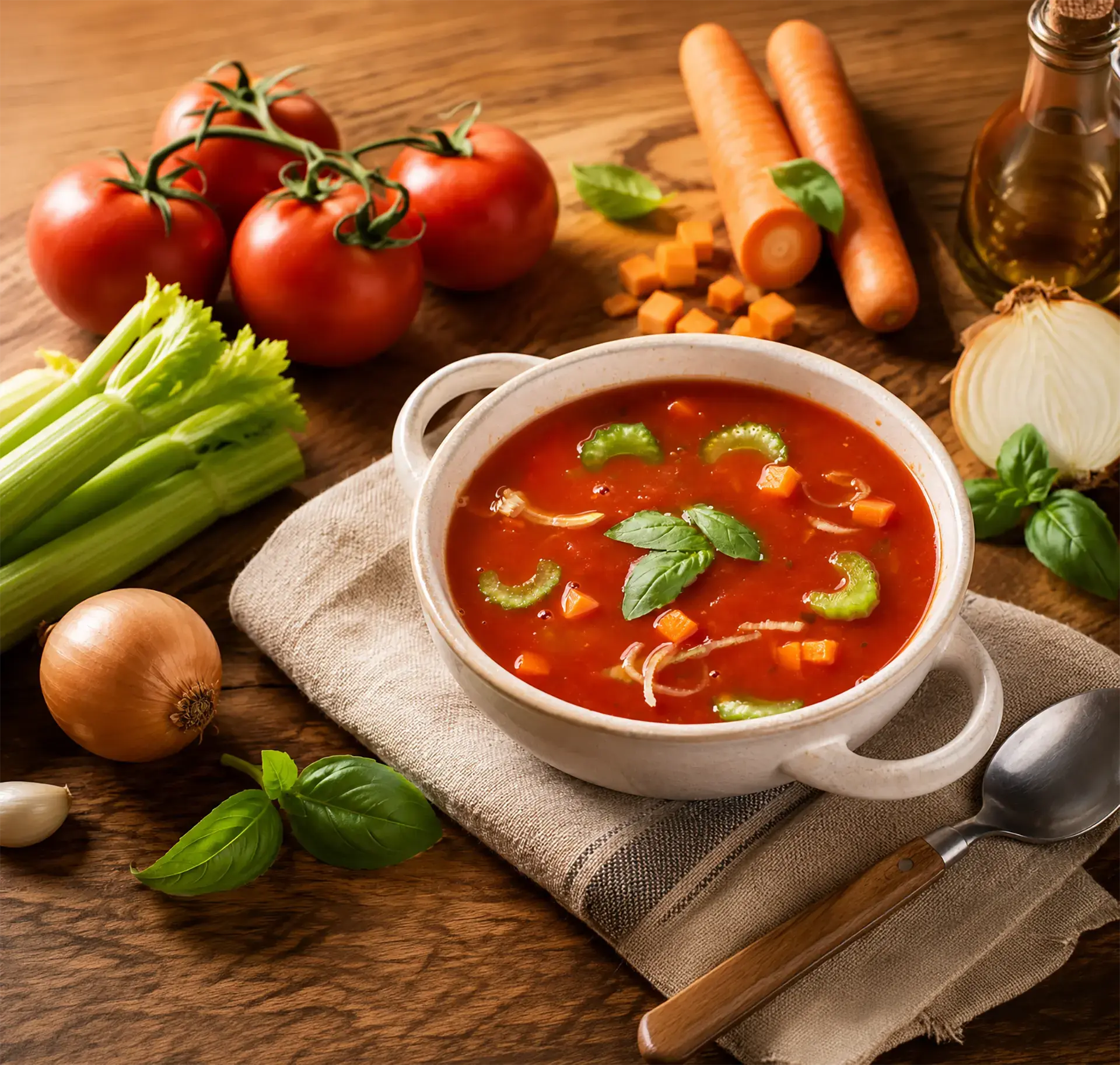 Sfeerbeeld tomatensoep achtergrond werksoep